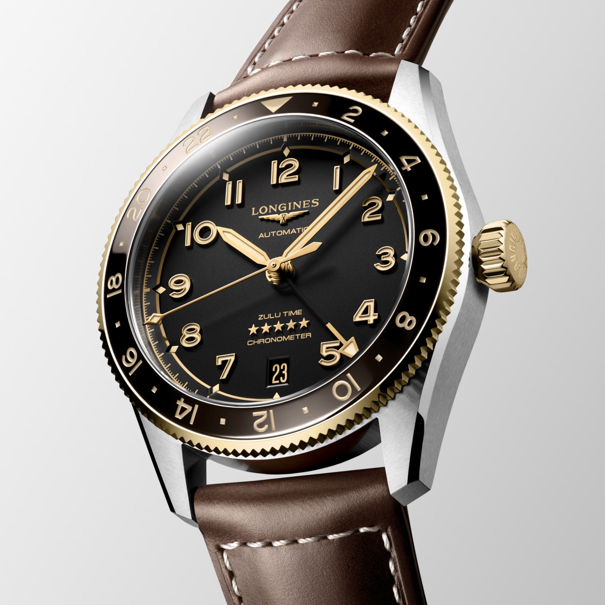 Longines Spirit Zulu Automatic GMT Men's 39mm Watch L3.802.5.53.2