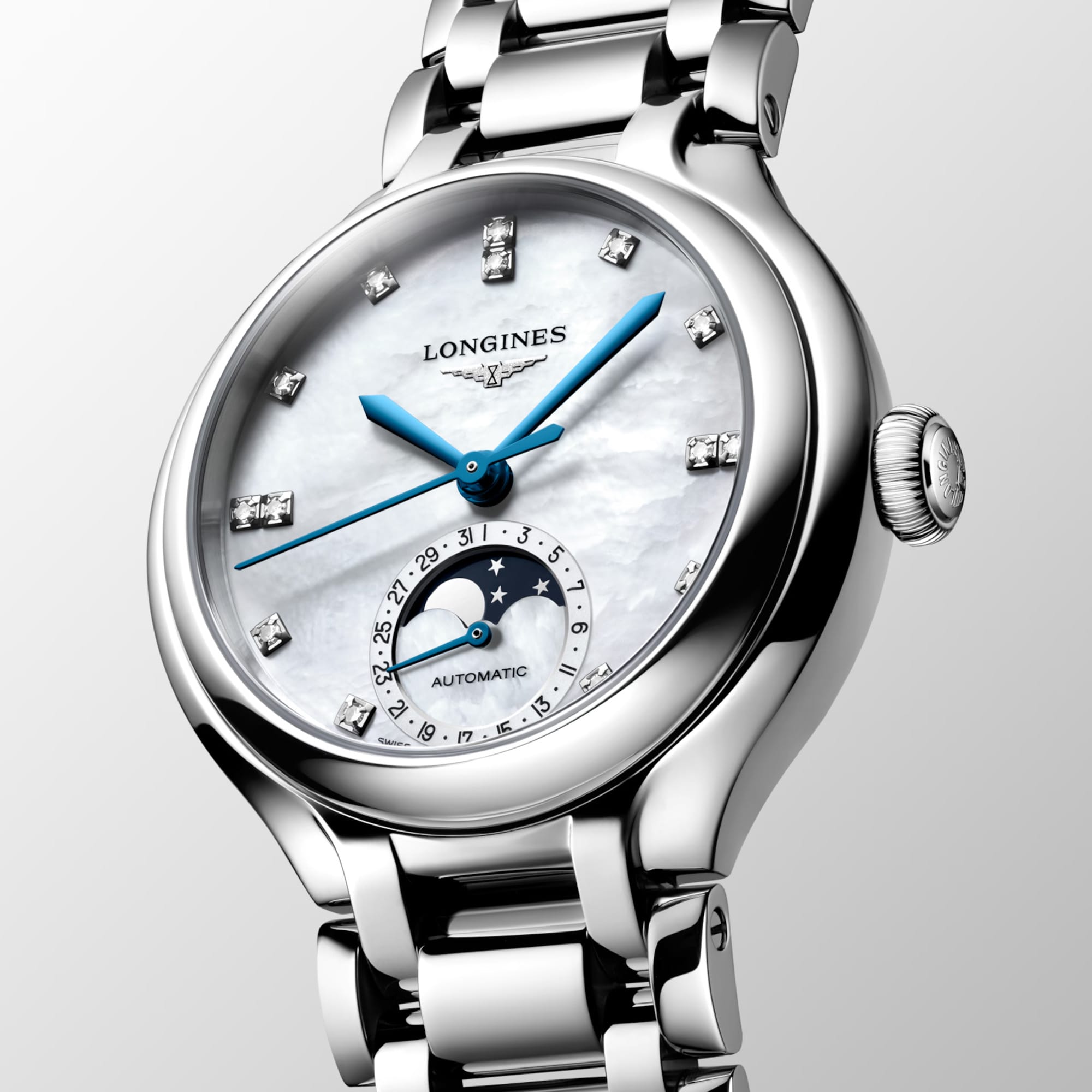 Longines PrimaLuna Automatic Moon Phase Men's 34mm Watch L8.126.4.87.6
