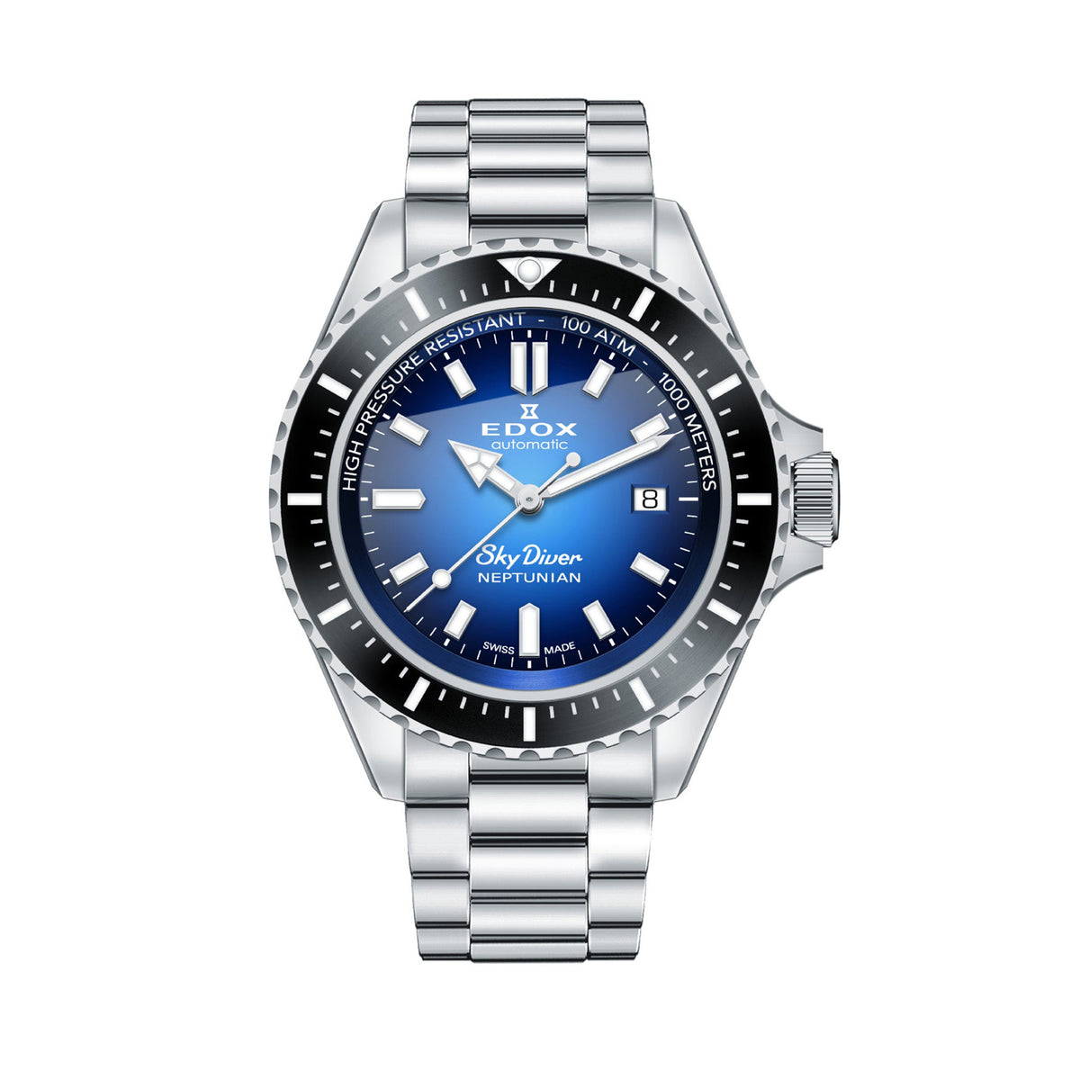 Edox Neptunian Skydiver Automatic Men's Watch 44mm Blue Dial