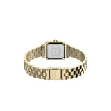 Back image of a gold Timex watch