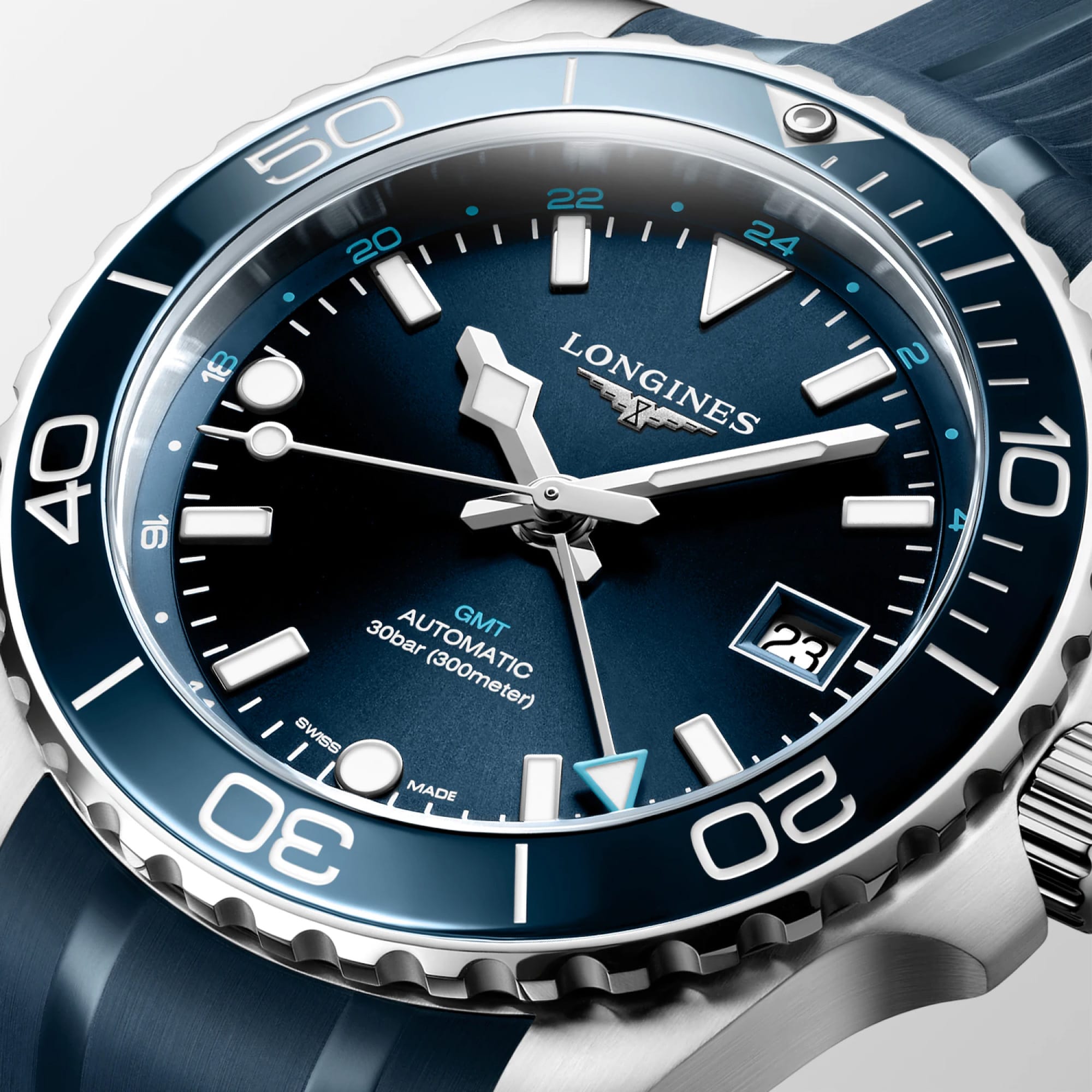 Longines Hydro Conquest Automatic GMT Men's 41mm Watch L3.790.4.96.9