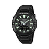 Casio G-Shock G-Squad GBA950-1A watch front view, featuring a 48.5mm all-black round carbon fibre-reinforced resin case with integrated bezel and band design, phosphorescent analogue-digital combination dial, hand shift feature, and G-Squad branding.