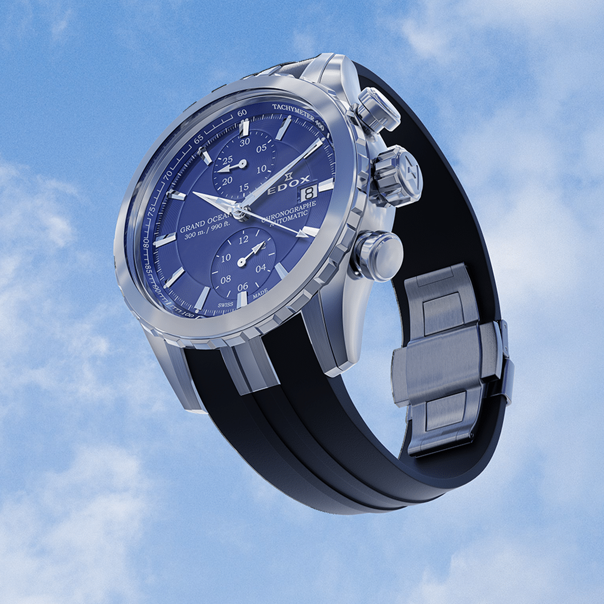 Edox Grand Ocean Automatic Chronograph Men's 43mm Watch 098003CABUIN