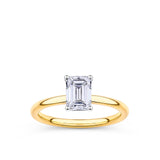 Everlasting 1.25ct TW Emerald Cut Lab-Grown Diamond Solitaire Engagement Ring in 18ct Yellow and White Gold