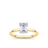 Everlasting 1.25ct TW Emerald Cut Lab-Grown Diamond Solitaire Engagement Ring in 18ct Yellow and White Gold