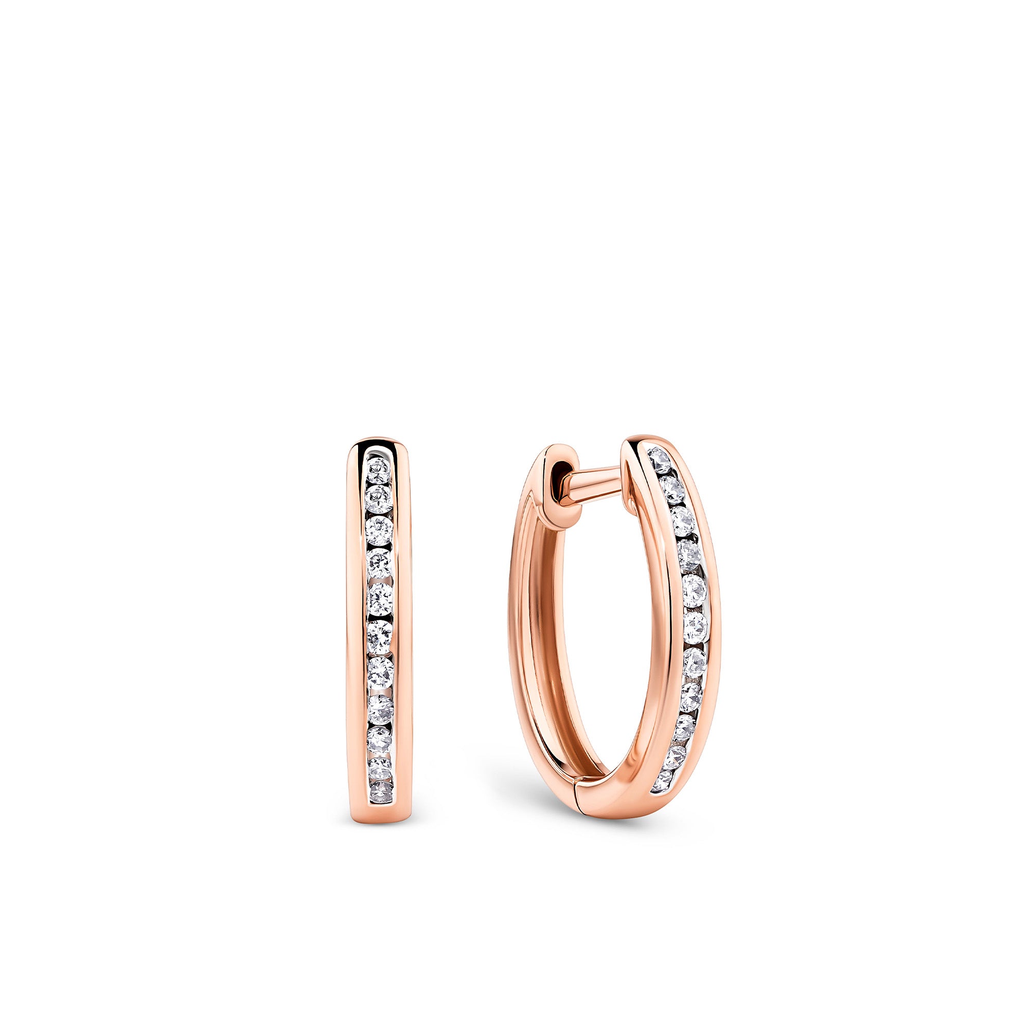 0.10ct TW Channel Set Diamond Oval Huggie in 9ct Rose Gold