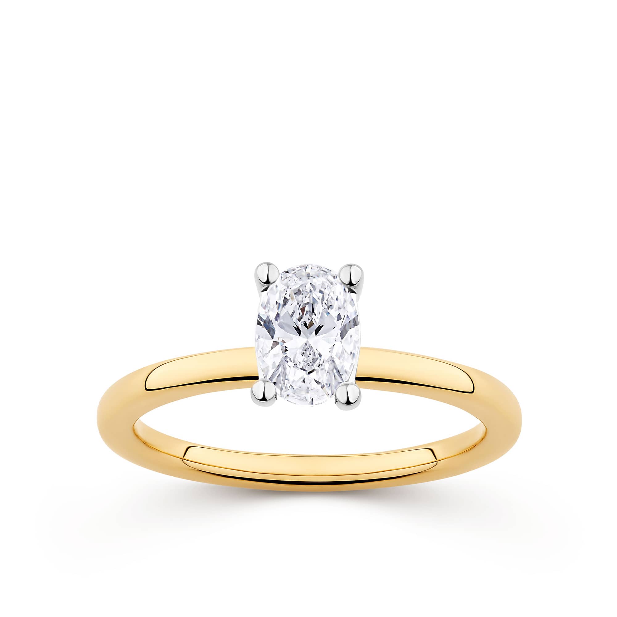 Everlasting 0.75ct TW Oval Lab-Grown Diamond Solitaire Engagement Ring in 18ct Yellow and White Gold