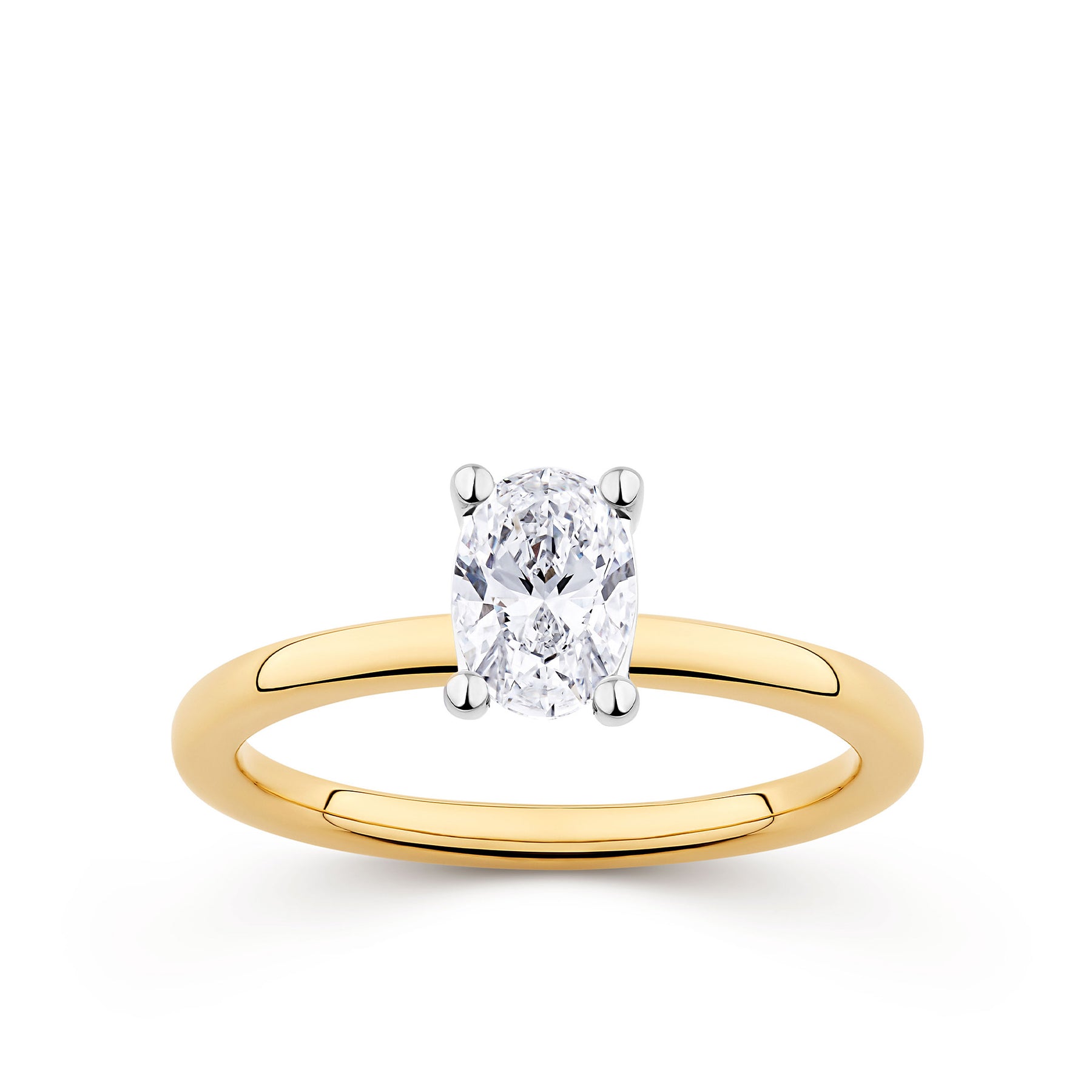 Everlasting 0.75ct TW Oval Lab-Grown Diamond Solitaire Engagement Ring in 18ct Yellow and White Gold