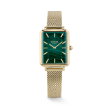 The Loyal Academy Gold PVD Women's Watch features a genuine malachite stone dial framed by a Gold PVD case, reference 05A77FB01. This 24.50mm quartz watch pairs a fine mesh bracelet with a mineral glass lens for everyday wear.