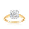 0.75ct TW Cushion Cut Diamond Halo Ring in 18ct Yellow Gold