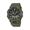 Casio G-SHOCK GAB010-3A analogue digital watch with green resin band, solar power, Bluetooth connectivity, and step tracking features.