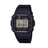 Casio G-SHOCK DW5000R-1A digital watch with stainless steel case, black resin band, screw back case, and classic square design.