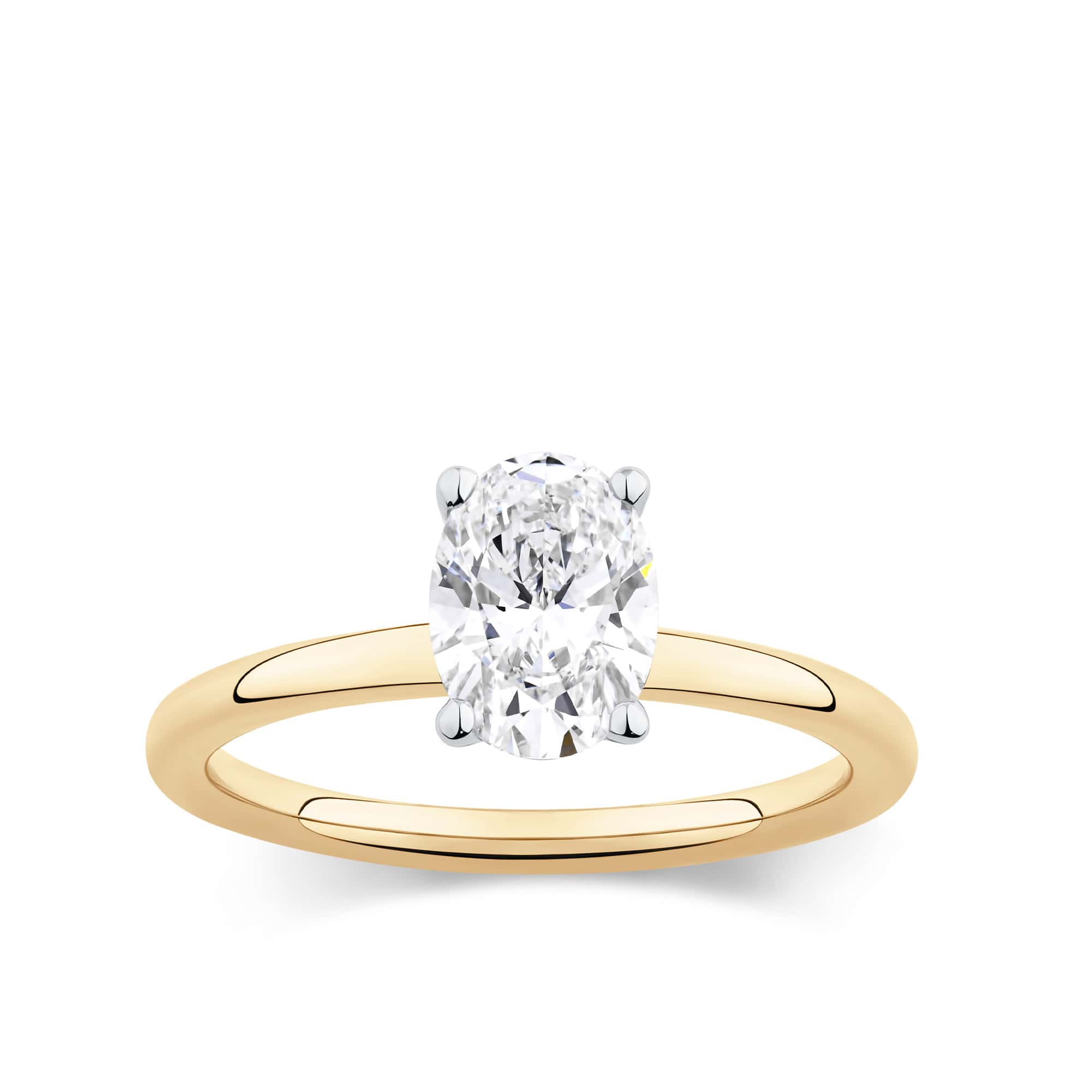 Everlasting 1.25ct TW Oval Lab-Grown Diamond Solitaire Engagement Ring in 18ct Yellow and White Gold