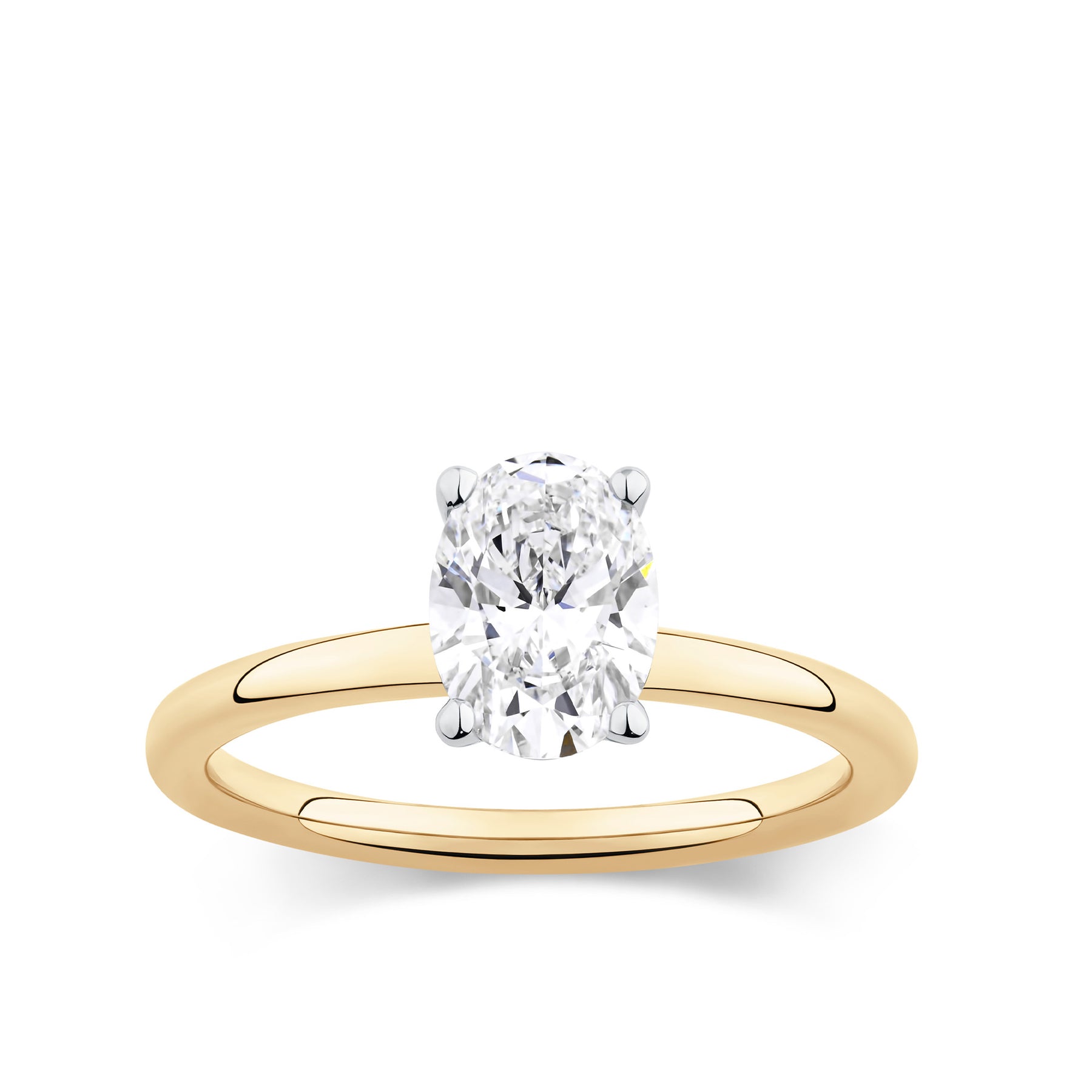 Everlasting 1.25ct TW Oval Lab-Grown Diamond Solitaire Engagement Ring in 18ct Yellow and White Gold