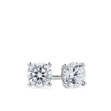 Round Cubic Zirconia Stud Earrings in Sterling Silver Rhodium Plate