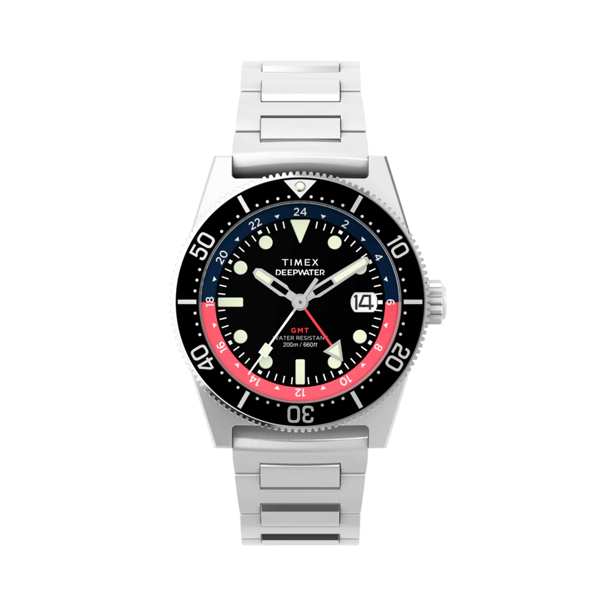 Timex Deepwater Reef 200 GMT Men's 40mm Stainless Steel Quartz GMT Watch TW2W95300