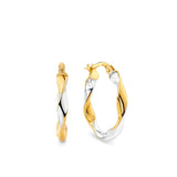 Ribbon Hoop Earrings in 9ct Yellow and White Gold