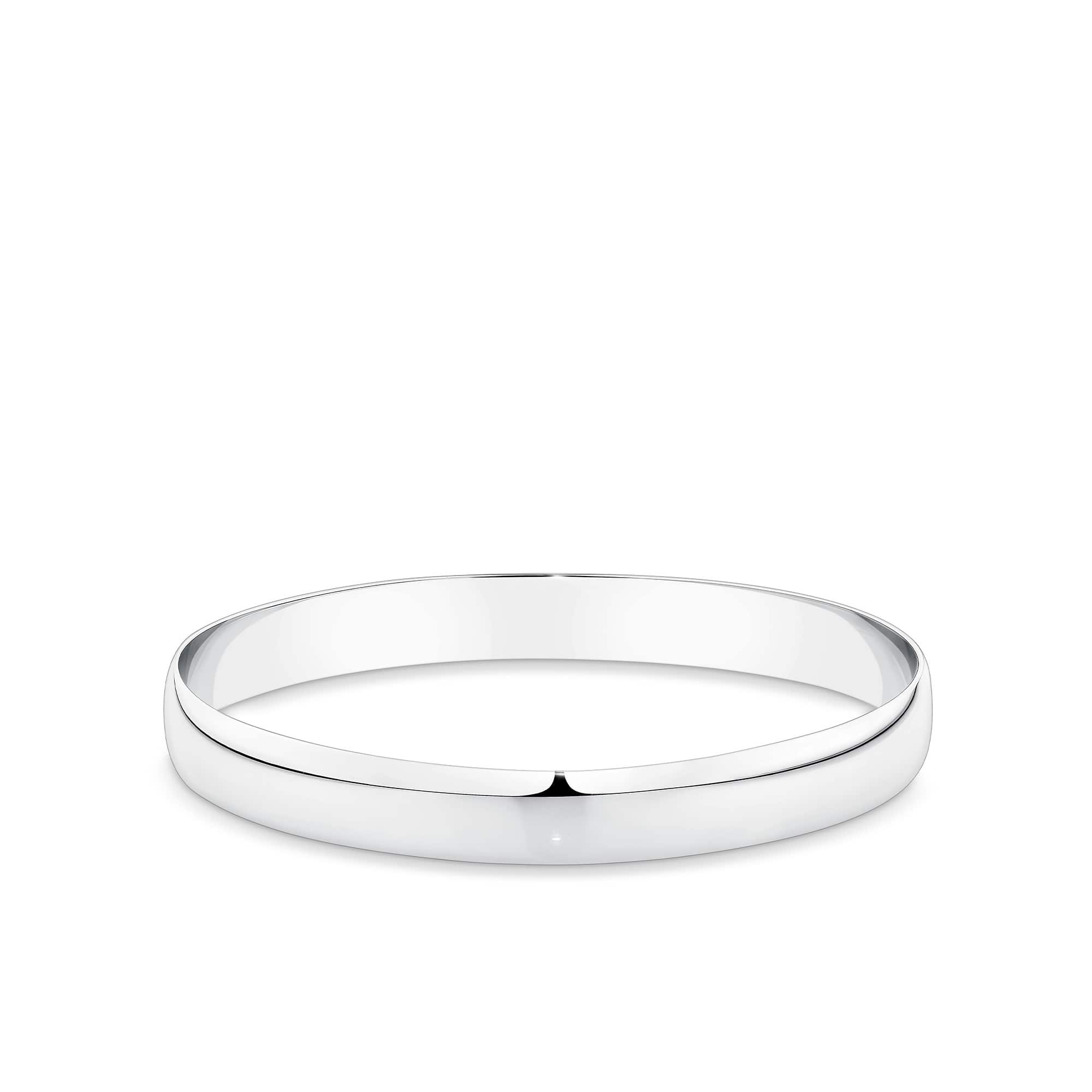 Half Round Bangle in Sterling Silver