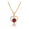 Ruby and Diamond Pendant Necklace in 9ct Yellow Gold