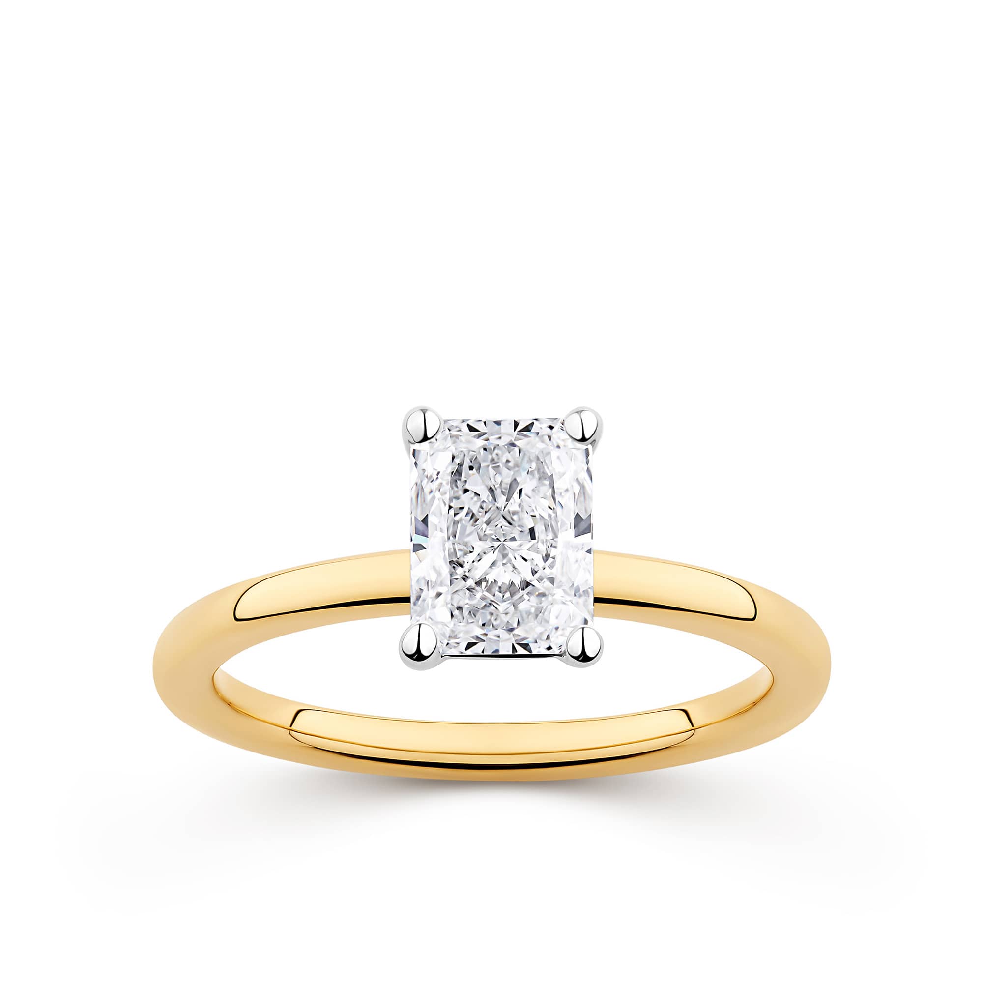 Everlasting 1.25ct TW Radiant Lab-Grown Diamond Solitaire Engagement Ring in 18ct Yellow and White Gold