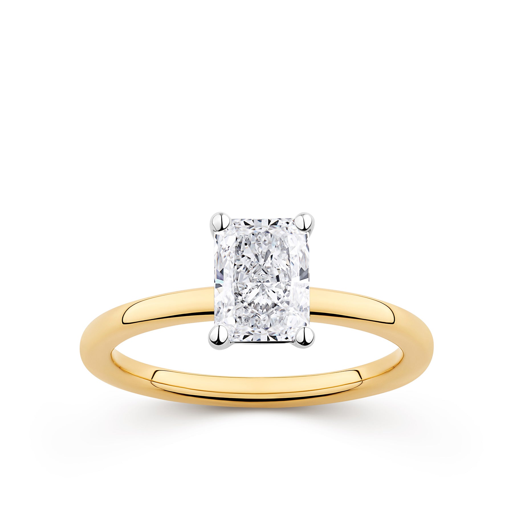 Everlasting 1.25ct TW Radiant Lab-Grown Diamond Solitaire Engagement Ring in 18ct Yellow and White Gold