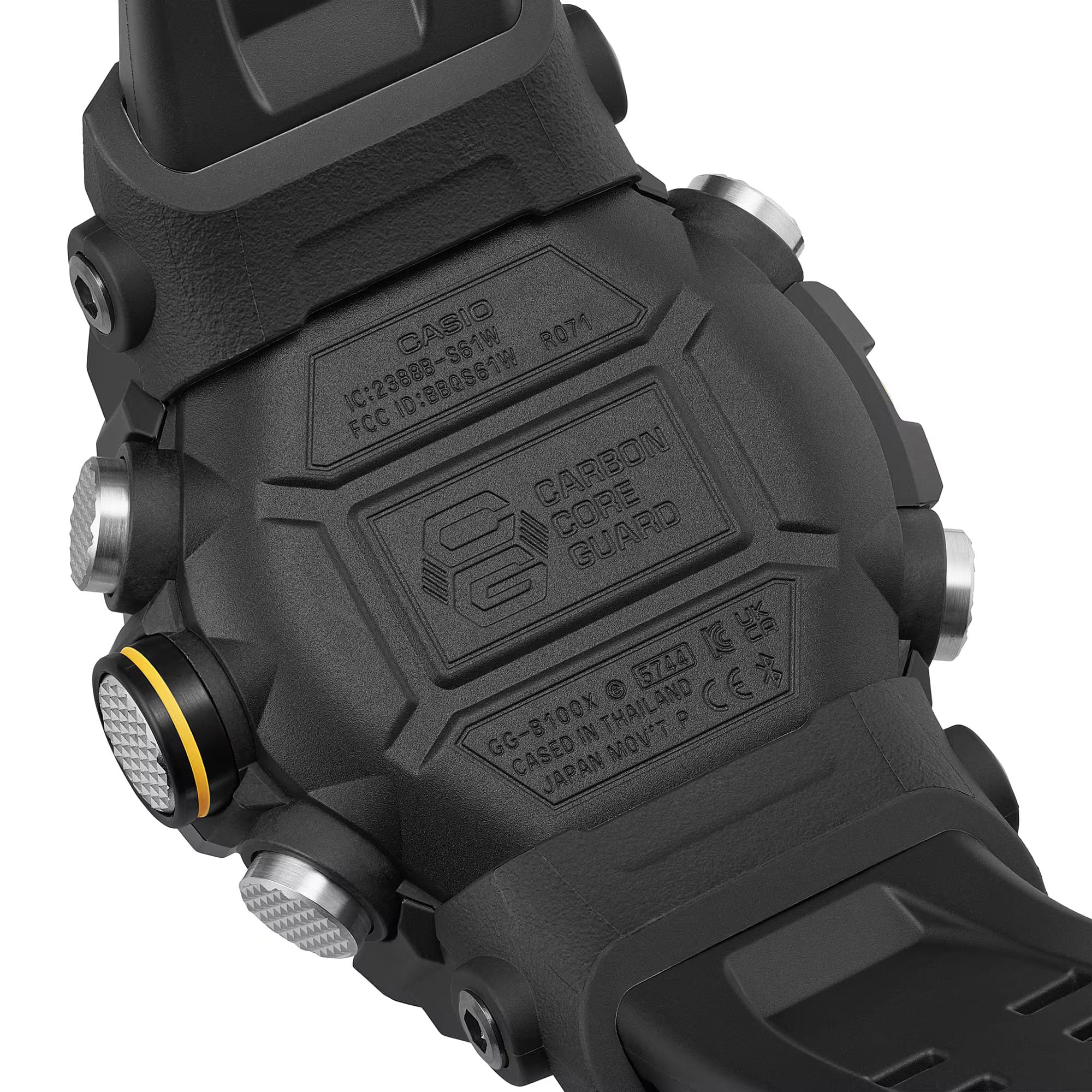 Casio G-SHOCK GGB100XMB-1A Mudmaster analogue digital watch with black resin band, metal bezel, Bluetooth connectivity, and quad sensor outdoor functions.