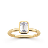 Everlasting 1.25ct TW Emerald Cut Lab-Grown Diamond Bezel Set Solitaire Engagement Ring in 18ct Yellow Gold