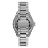 Bracelet - Timex Waterbury Heritage Automatic GMT men’s watch with black dial, stainless steel bracelet, and stainless steel case featuring a rotating bezel and GMT hand for dual time zone tracking in a classic heritage design.