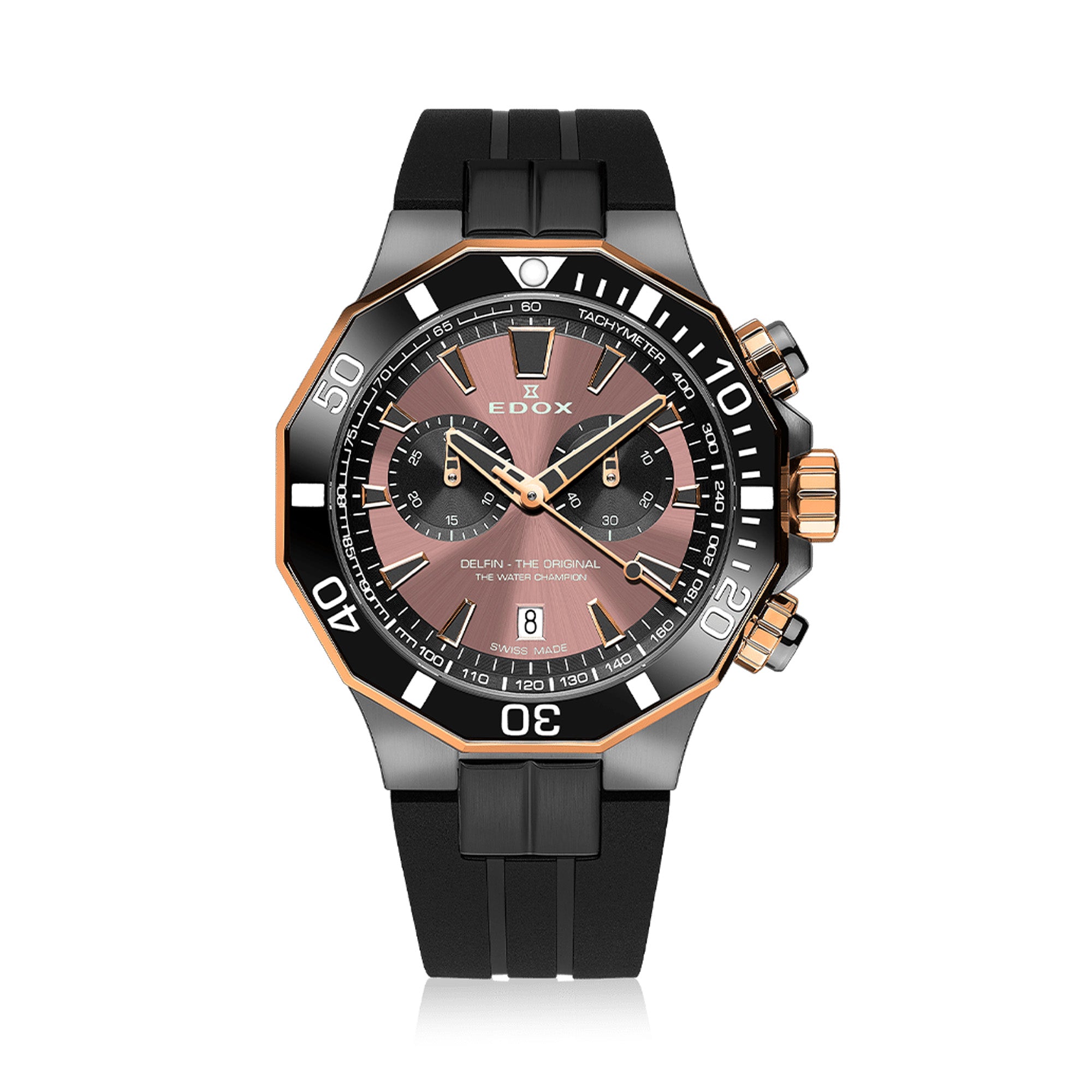 Edox Delfin Quartz Chronograph Men's 43mm Watch 10112357GRNCABRNR