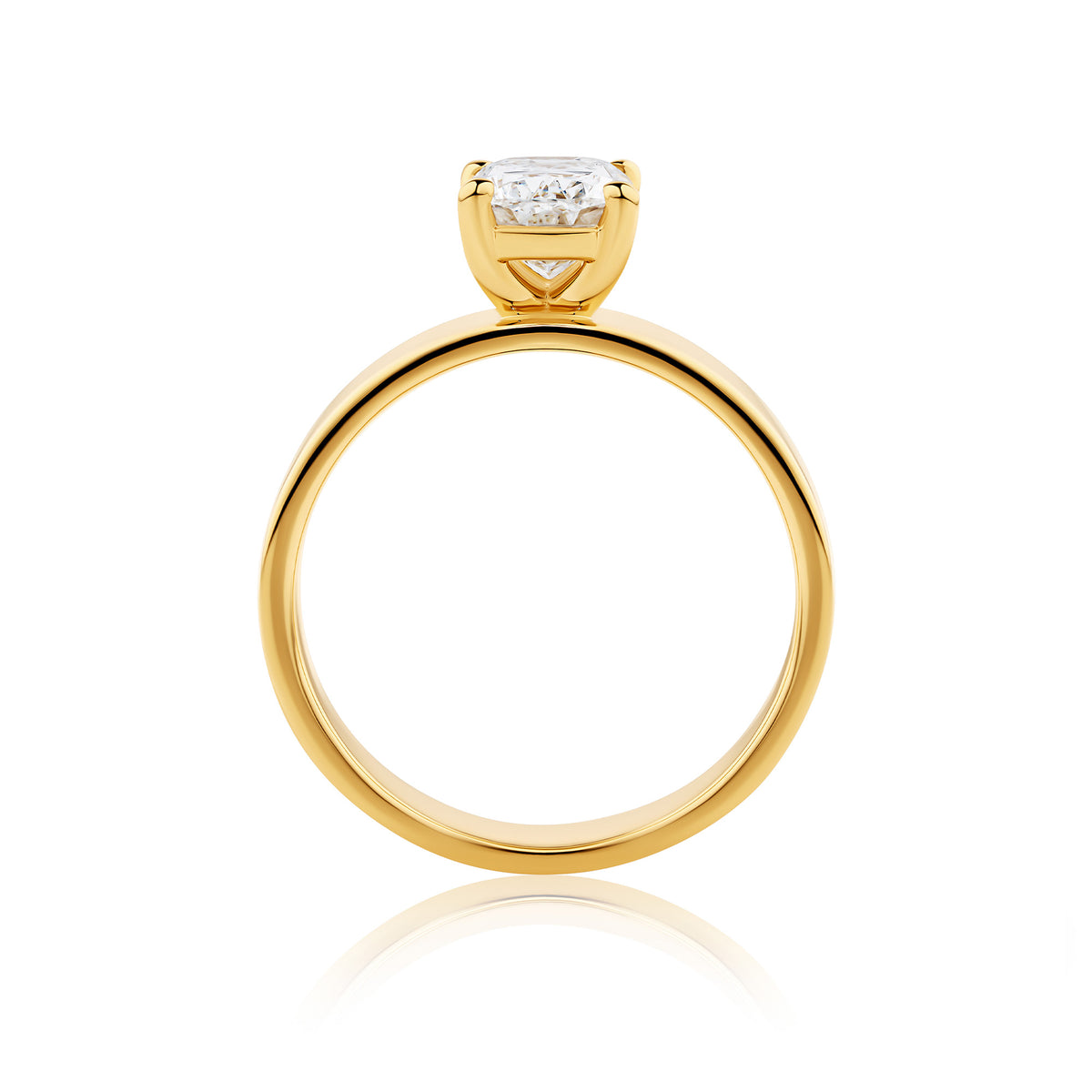 Everlasting 1.50ct TW Long Cushion Lab-Grown Diamond Wide Band Solitaire Engagement Ring in 18ct Yellow Gold