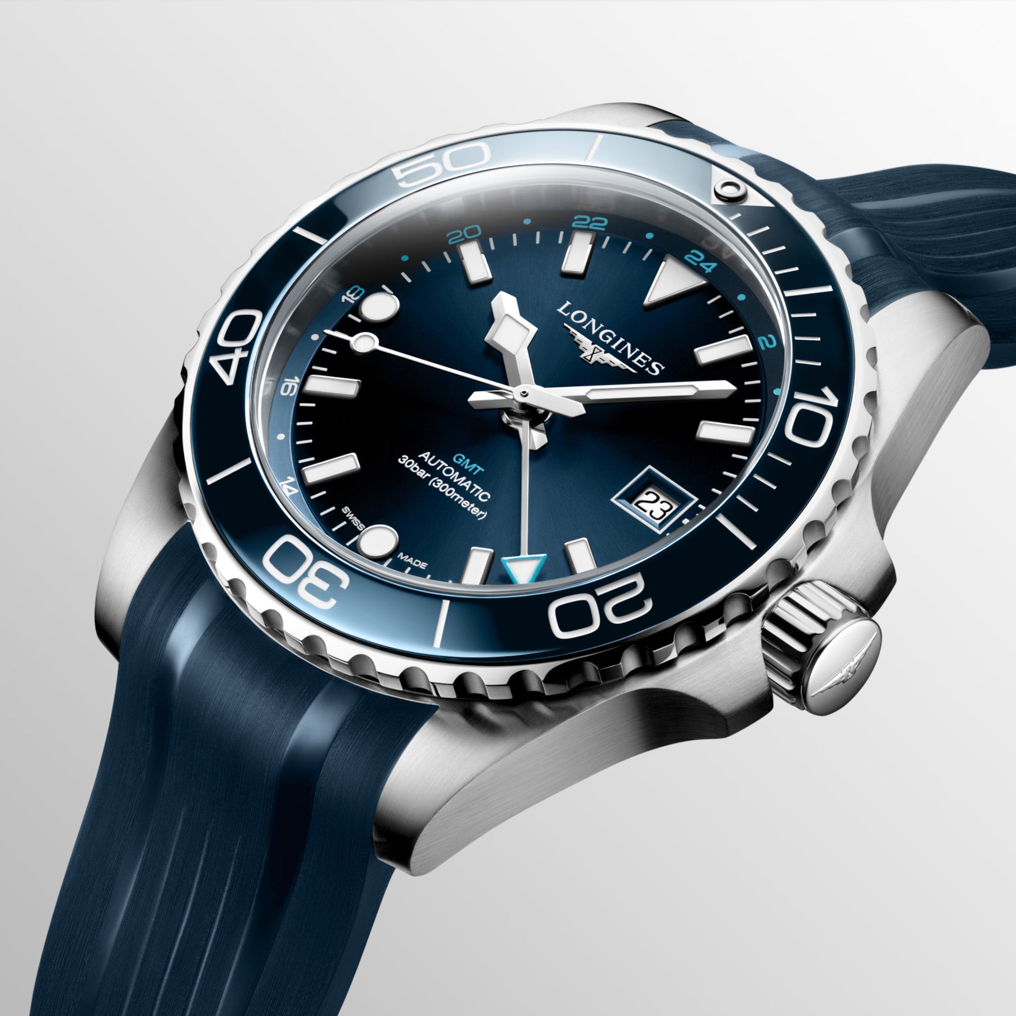 Longines Hydro Conquest Automatic GMT Men's 41mm Watch L3.790.4.96.9