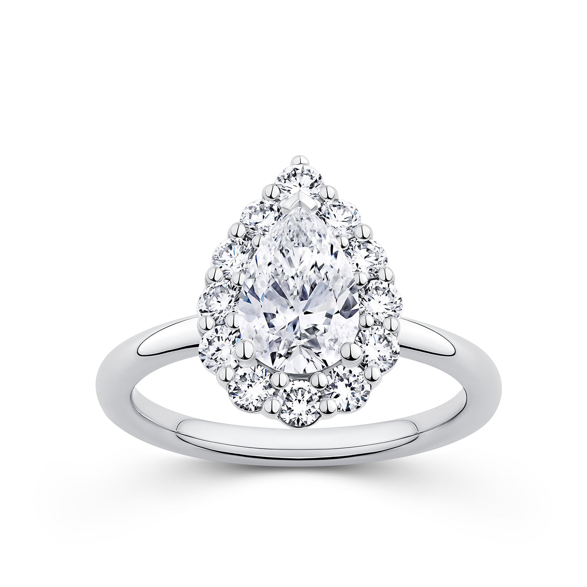 Everlasting 1.92ct TW Pear Lab-Grown Diamond Floral Halo Engagement Ring in 18ct White Gold