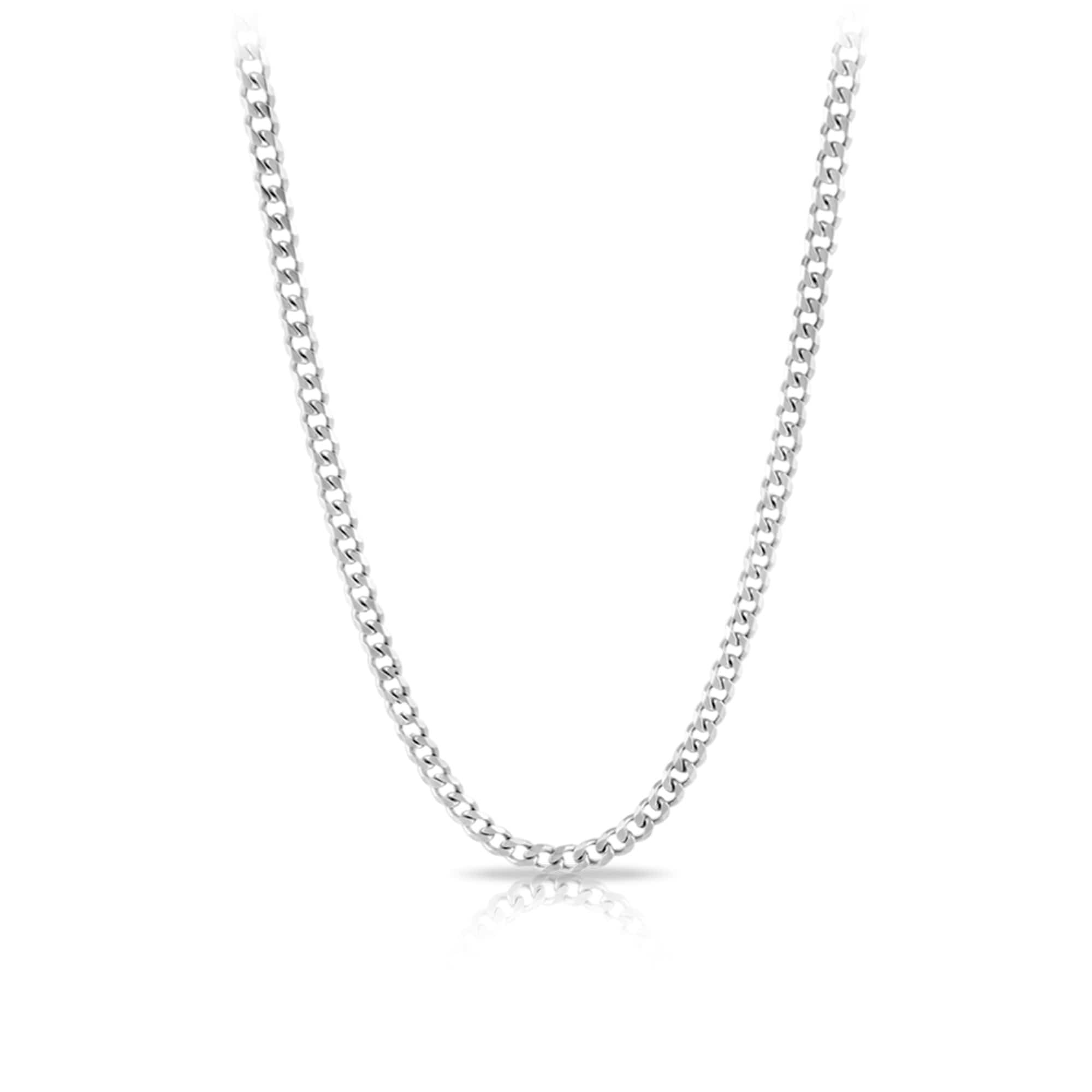 60cm Solid Bevelled Curb Link Chain in Sterling Silver