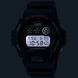 Casio G-SHOCK DW6900U-1D digital sport watch with black resin band, triple graph display, and shock-resistant design.
