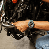 Casio G-SHOCK GA010-2AD analogue digital watch with blue bio-based resin band, black dial, LED light, and shock-resistant carbon core structure - on hand
