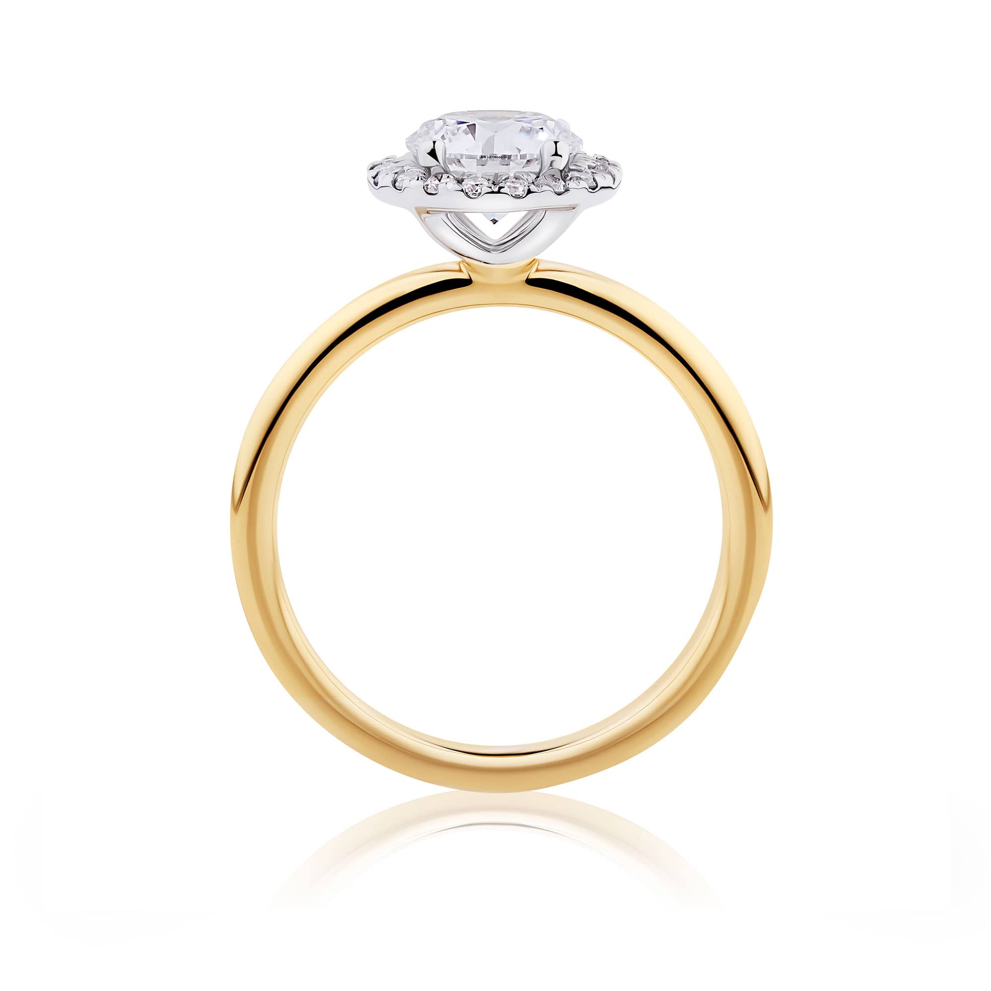 Everlasting 1.40ct TW Round Brilliant Lab-Grown Diamond Classic Halo Engagement Ring in 18ct Yellow and White Gold