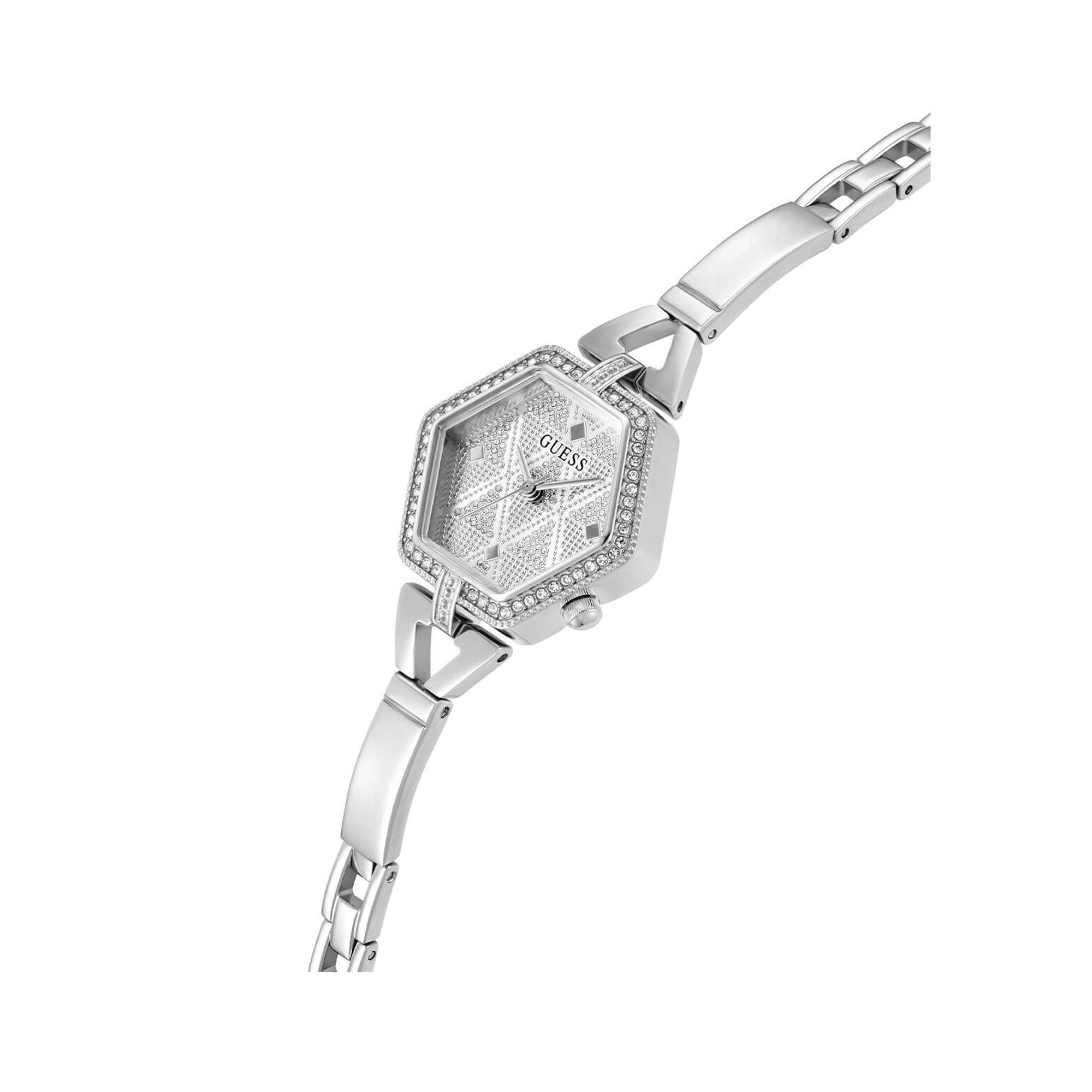 Guess Women's 28mm Silver Audrey Glitz Hexagonal Quartz Watch GW0680L1