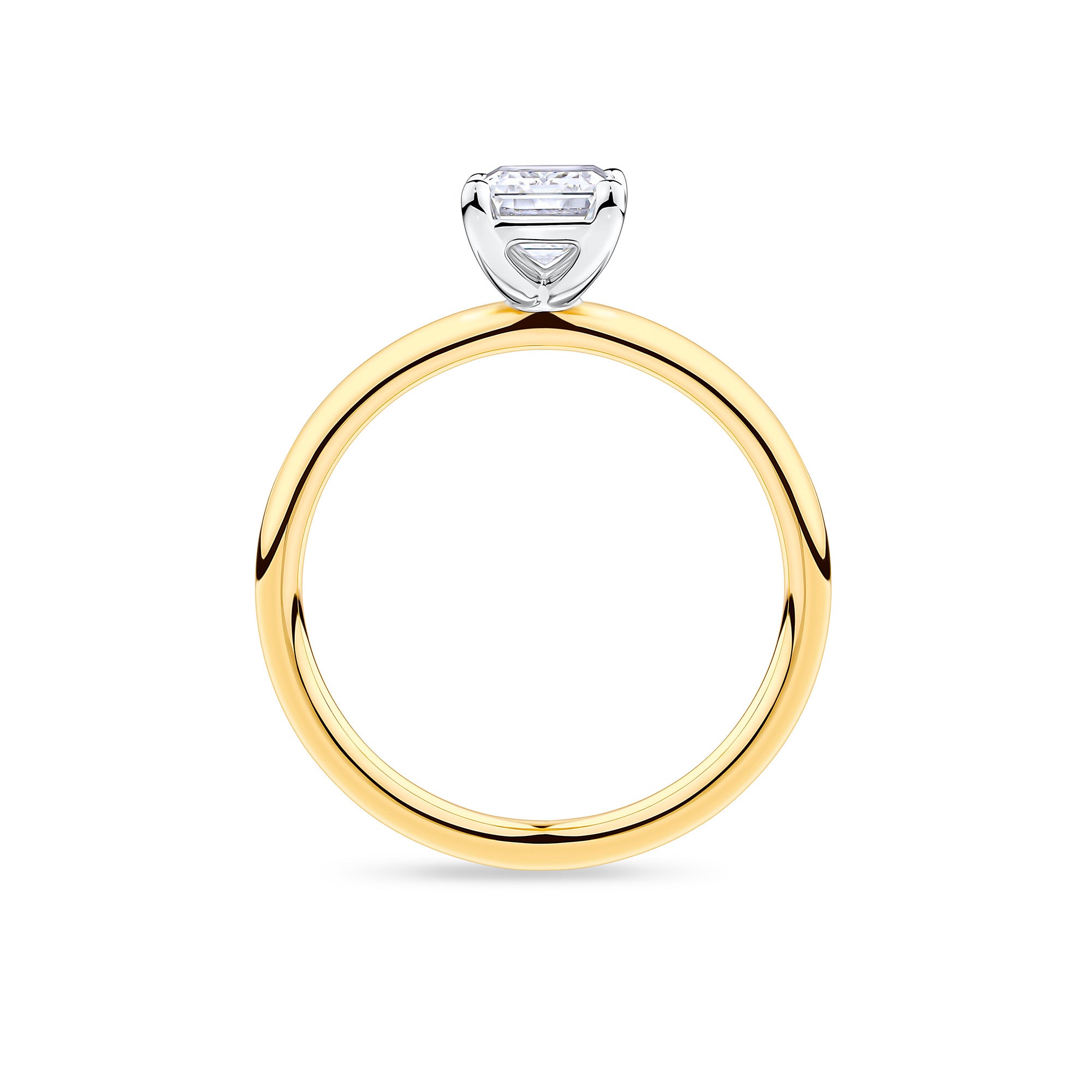 Everlasting 1.25ct TW Emerald Cut Lab-Grown Diamond Solitaire Engagement Ring in 18ct Yellow and White Gold