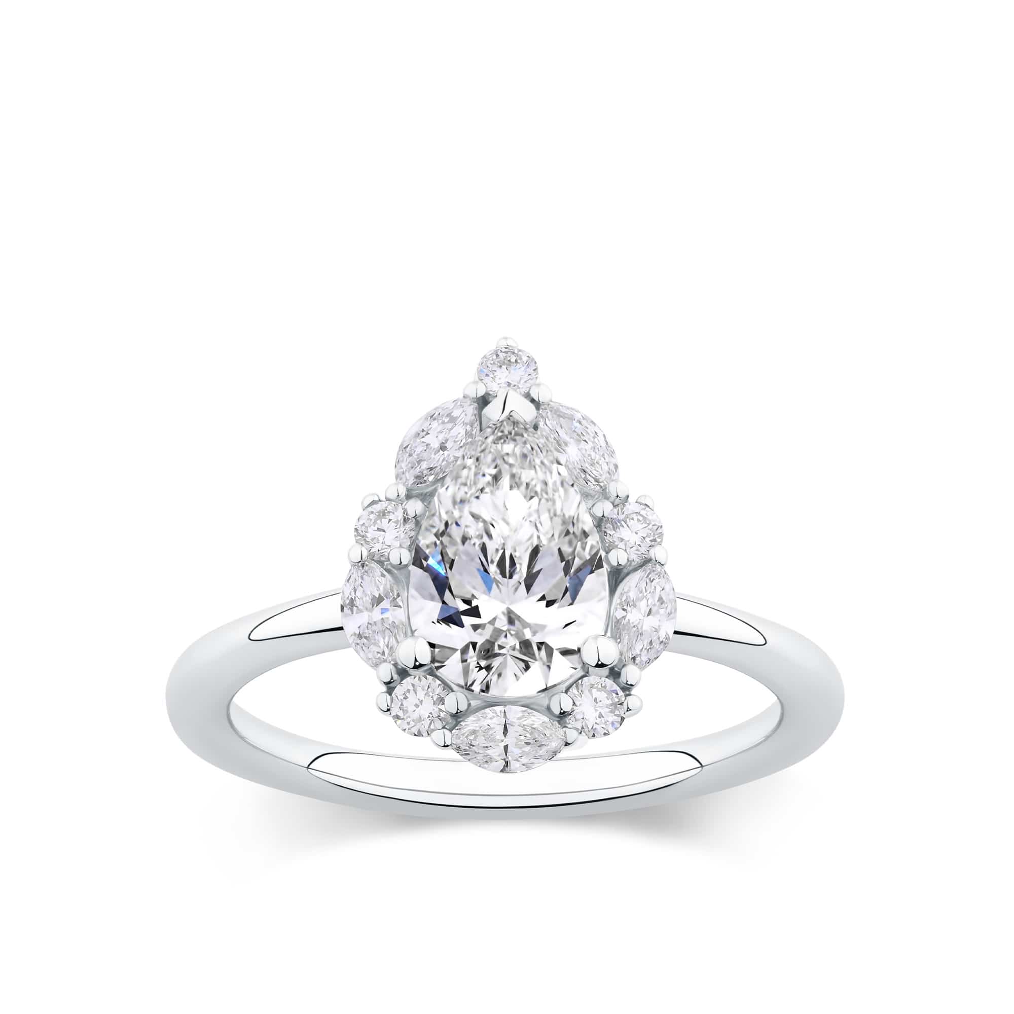 Everlasting 1.58ct TW Pear Lab-Grown Diamond Vintage Halo Engagement Ring in 18ct White Gold