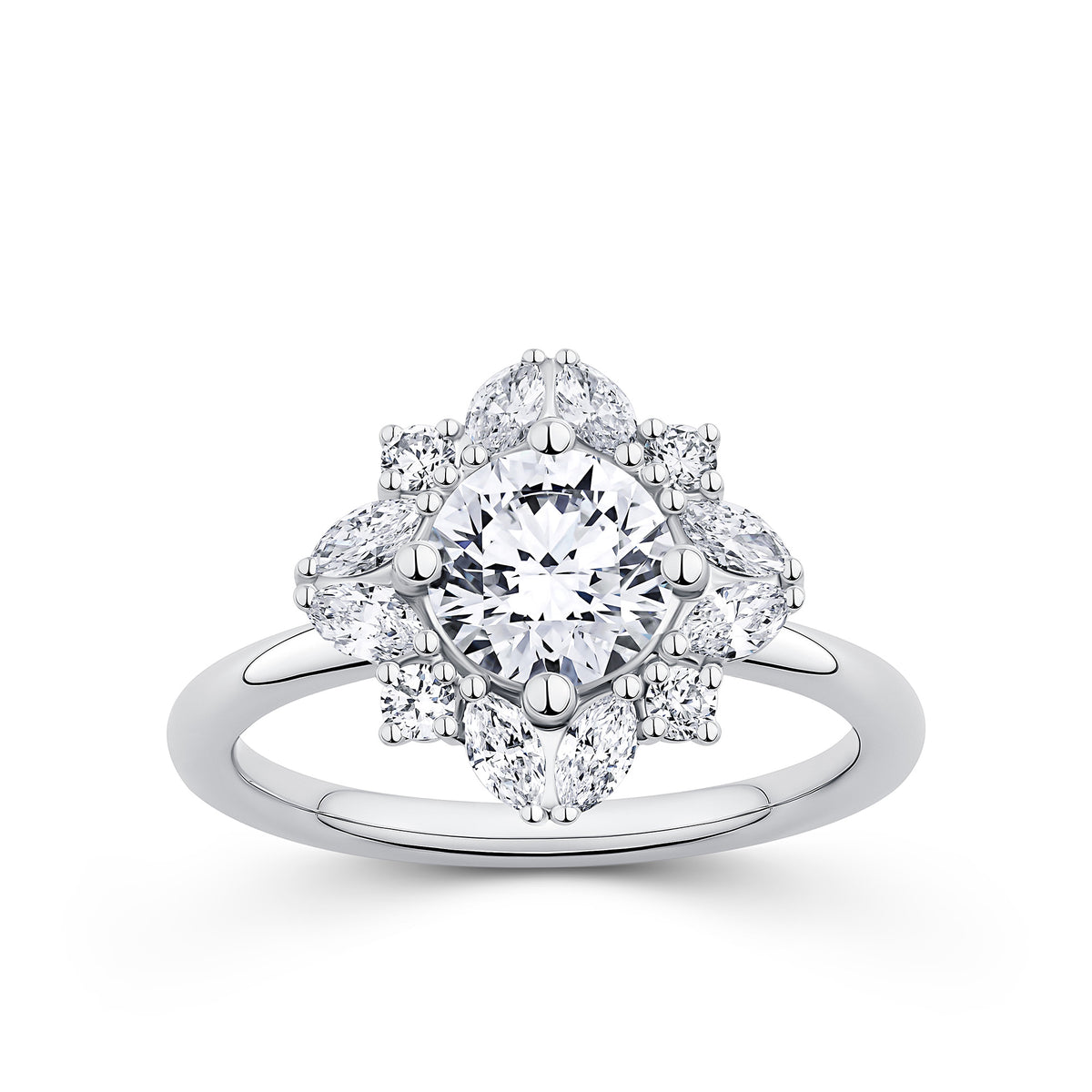 Everlasting 1.73ct TW Round Brilliant Lab-Grown Diamond Vintage Halo Engagement Ring in 18ct White Gold
