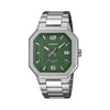 Casio Vintage MTP-B195D-3A Green Dial Octagonal Stainless Steel Watch | Wallace Bishop