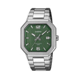 Casio Vintage MTP-B195D-3A Green Dial Octagonal Stainless Steel Watch | Wallace Bishop