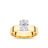 Everlasting 1.25ct TW Oval Lab-Grown Diamond Wide Band Solitaire Engagement Ring in 18ct Yellow Gold