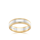 Ezi Pattern Wedding Ring in 9ct White and Yellow Gold