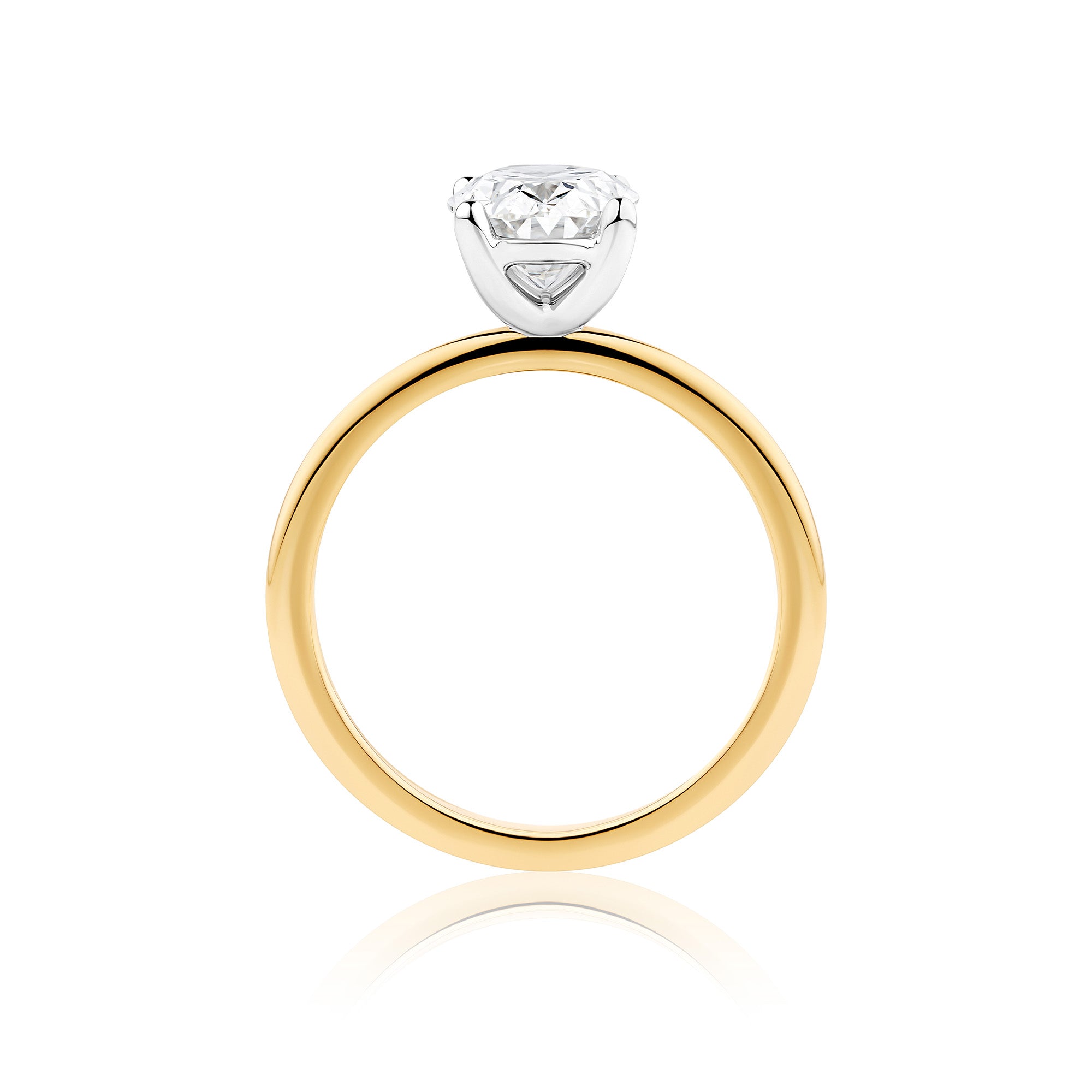 Everlasting 2.00ct TW Oval Lab-Grown Diamond Solitaire Engagement Ring in 18ct Yellow and White Gold