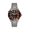 TAG Heuer Aquaracer Professional 500 Date limited edition men’s watch with black lacquered dial, orange accents, titanium bracelet, and 42mm titanium case featuring a black ceramic dive bezel in a professional luxury dive watch design.
