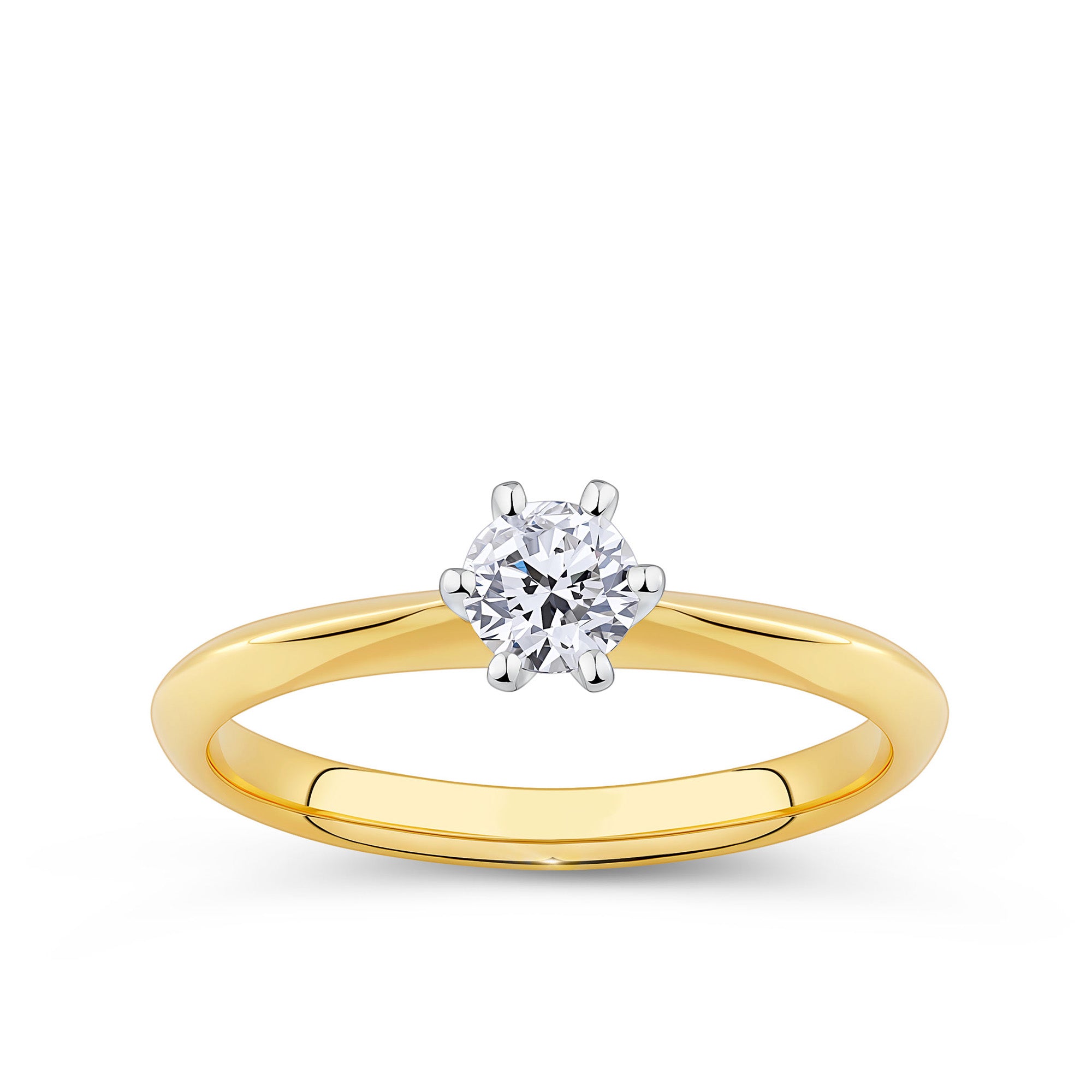 Round Brilliant Cut Solitaire Ring in 18ct Yellow and White Gold