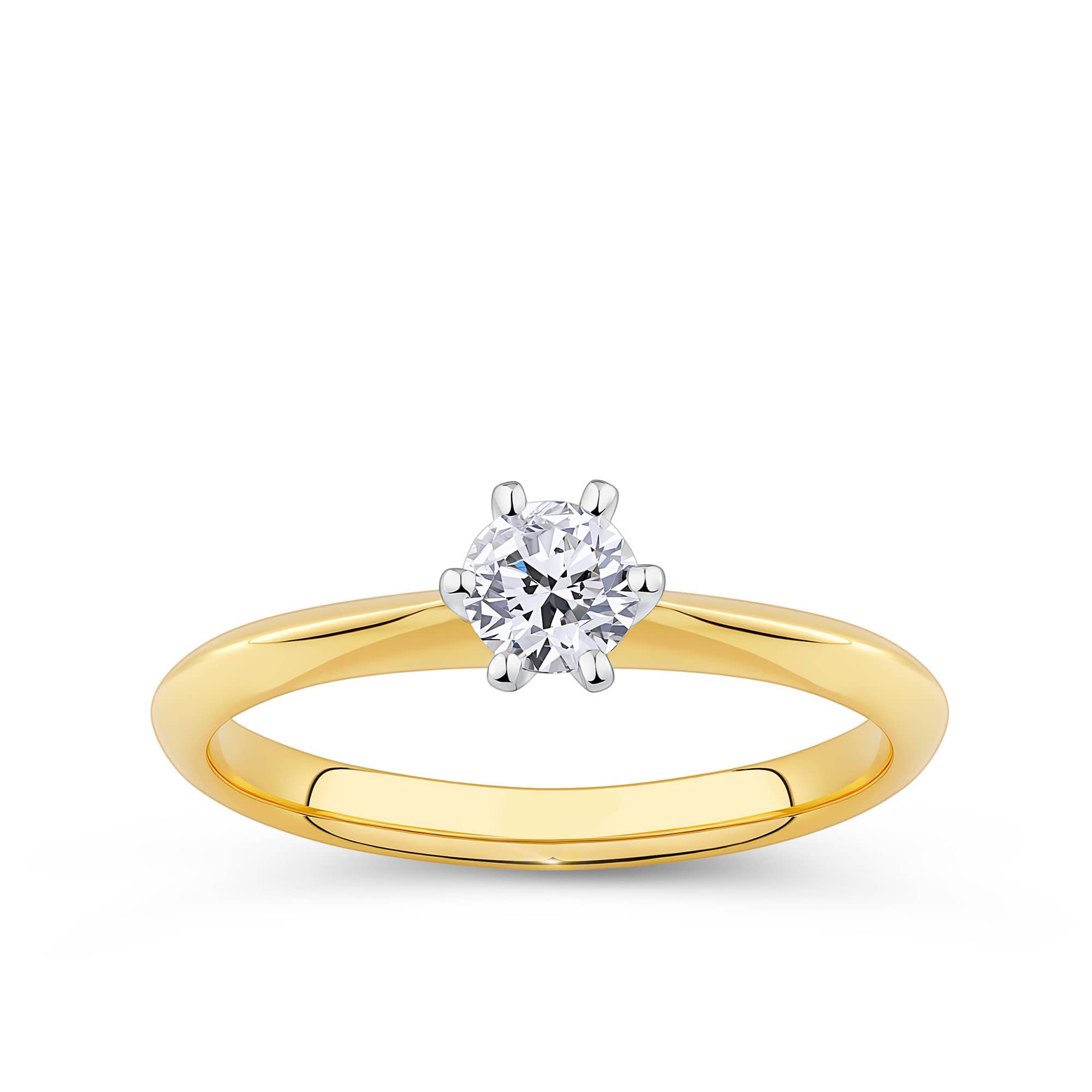 0.30ct TW Round Brilliant Cut Solitaire Ring in 18ct Yellow and White Gold