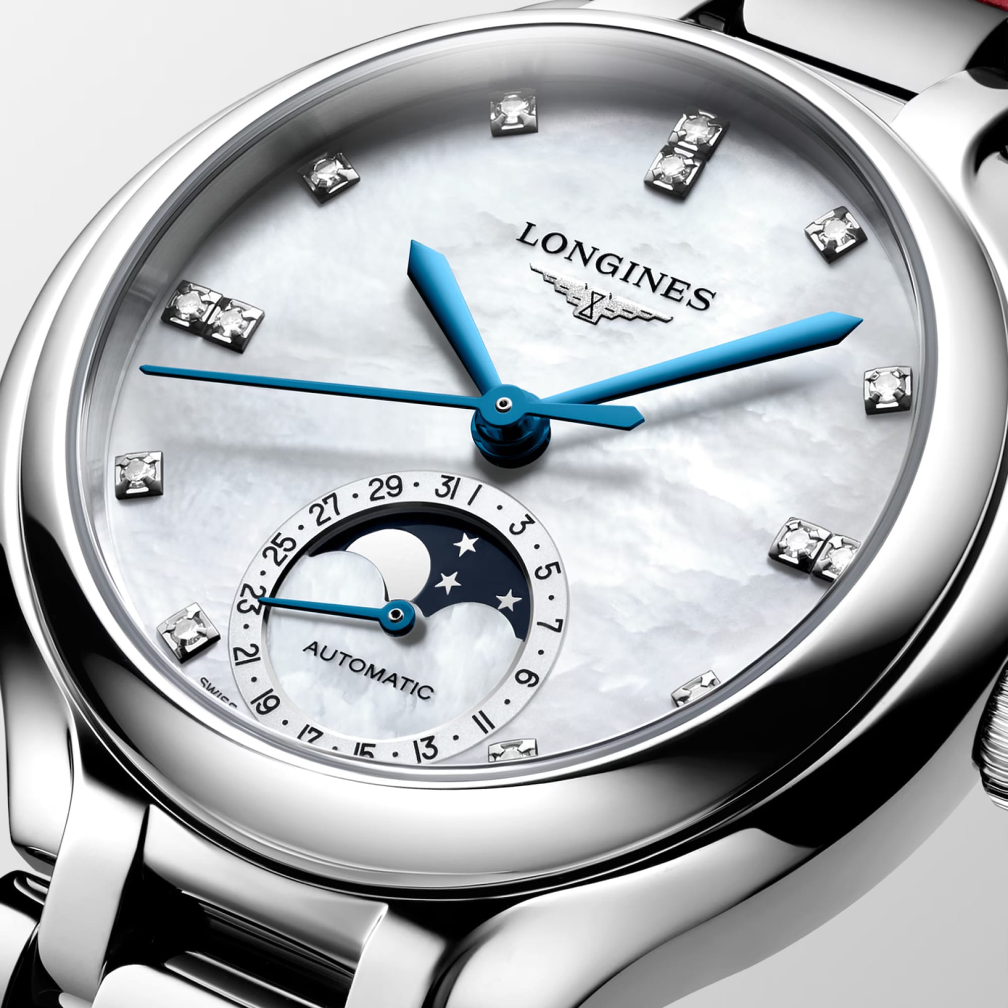 Longines PrimaLuna Automatic Moon Phase Women's 34mm Watch L8.126.4.87.2