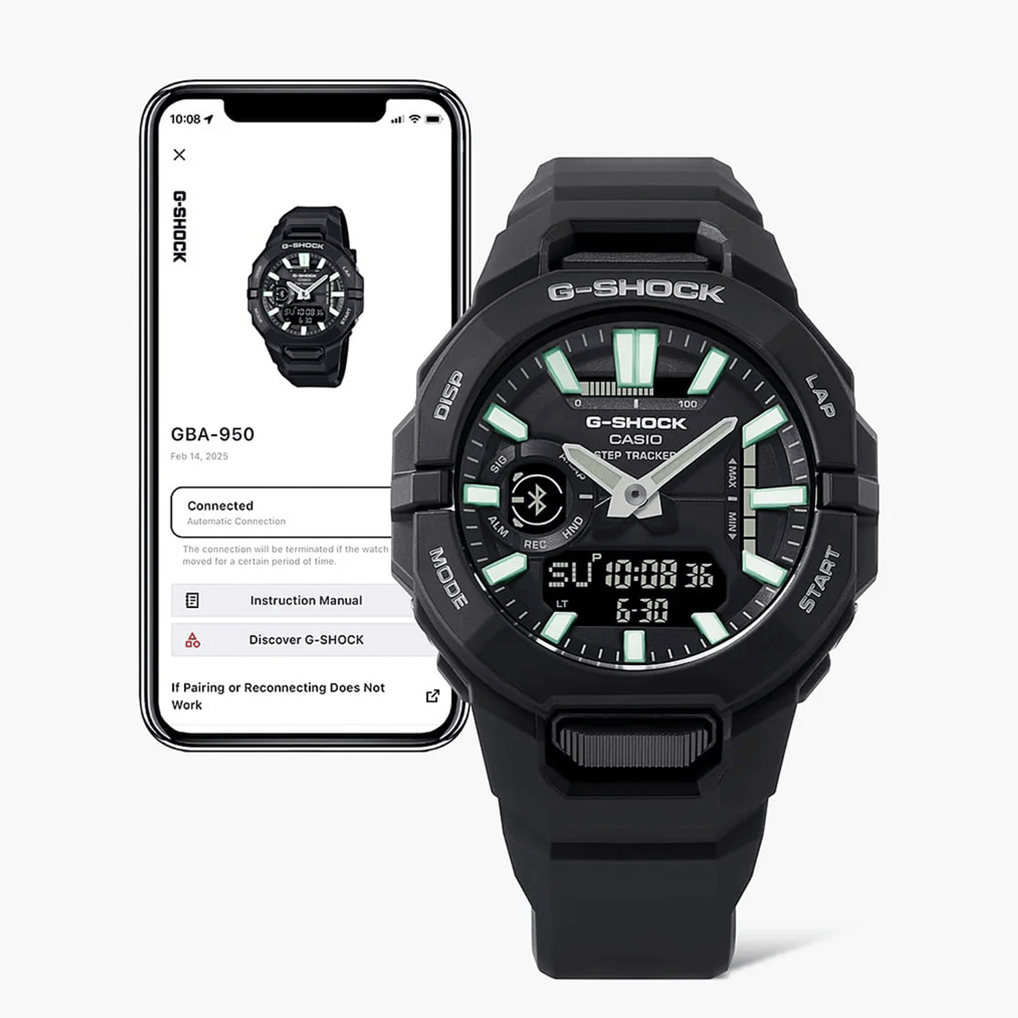 Casio G-Shock Analogue Digital Men's Watch GBA950-1A - with Phone to show app